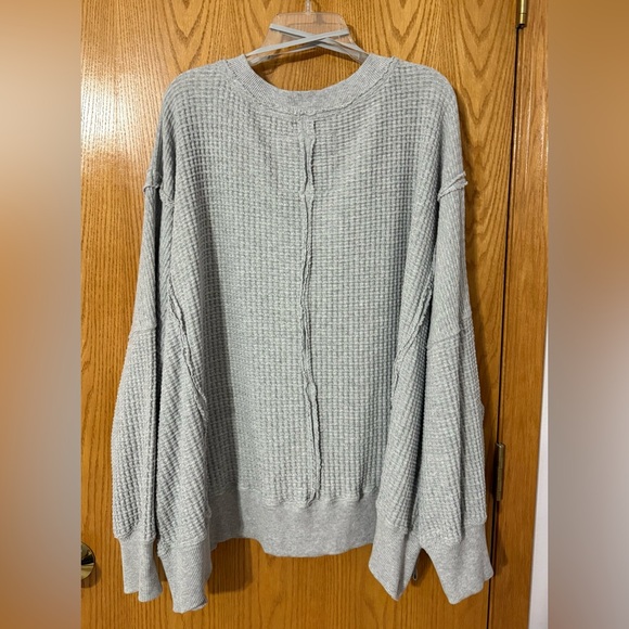 Gray V-Neck Women's Sweater - Picture 2 of 4